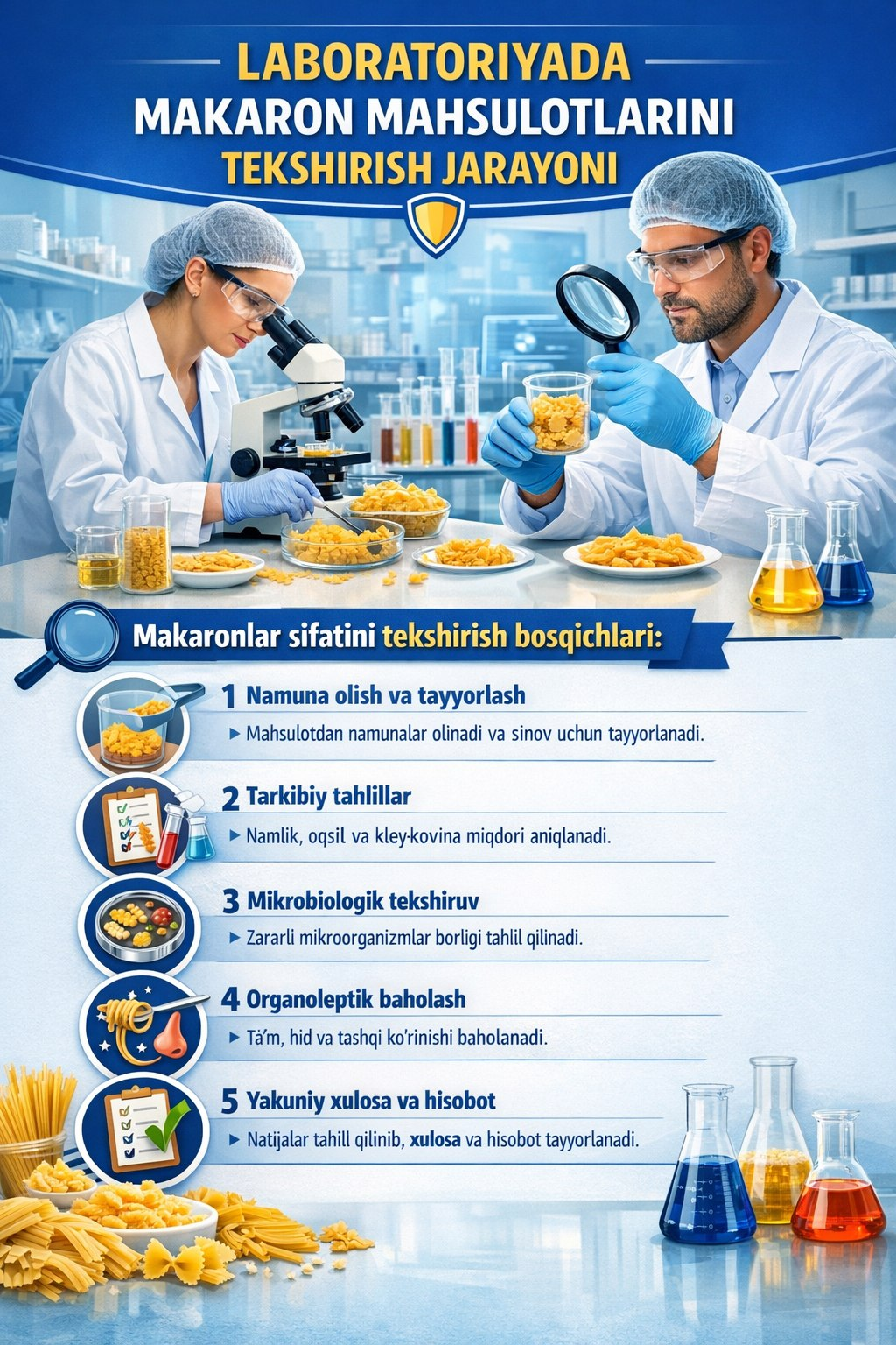 LABORATORIYADA MAKARON MAHSULOTLARINI TEKSHIRISH JARAYONI