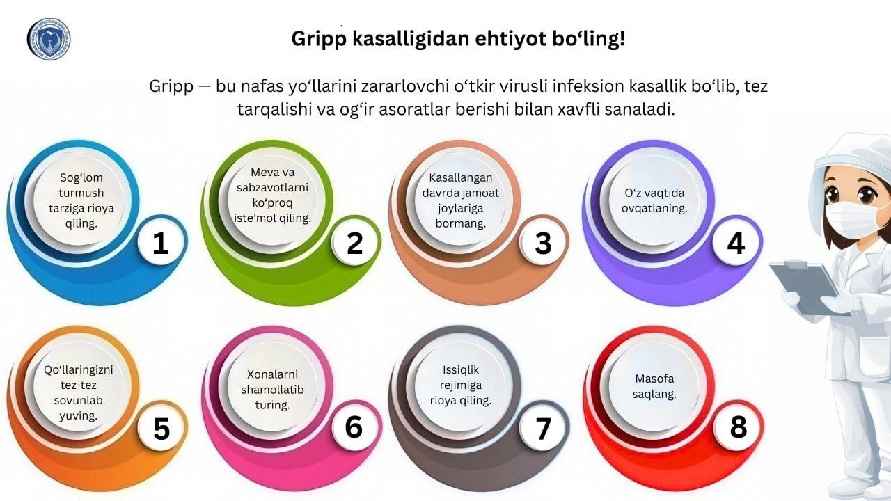 Gripp kasalligidan ehtiyot bo‘ling!