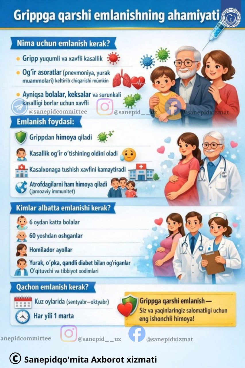 Grippga qarshi emlanishni ahamiyati