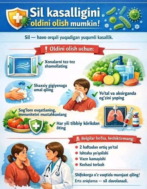 Sil kasalligini oldini olishda nimalarga e'tibor berish lozim?