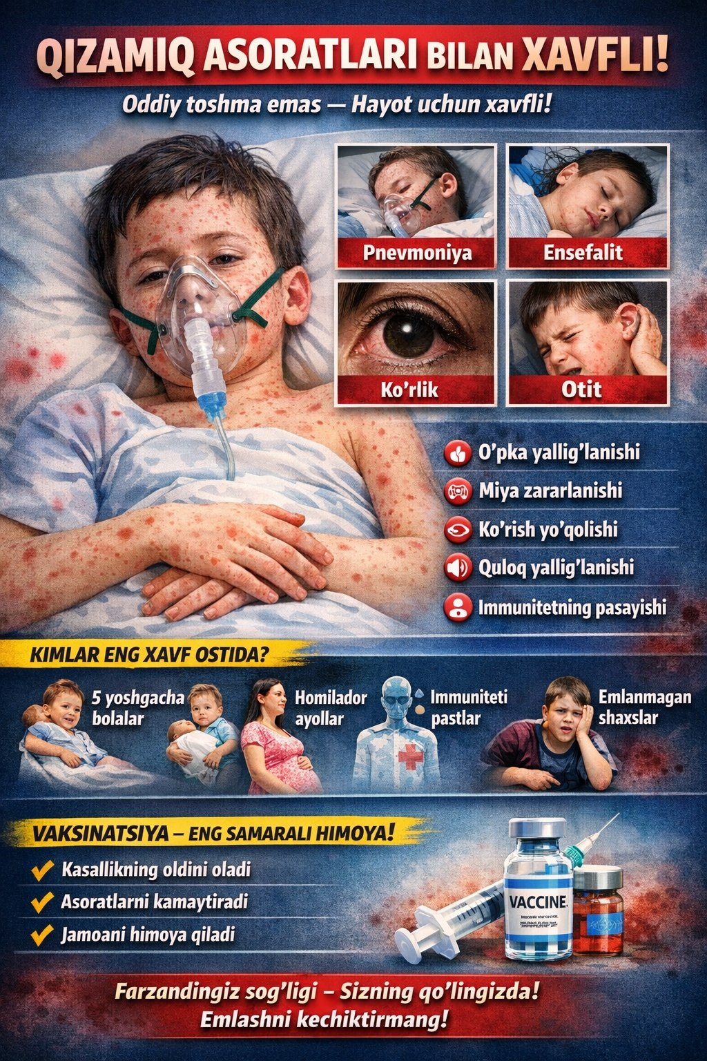 QIZAMIQ — oddiy kasallik emas! Asoratlari hayot uchun xavfli!