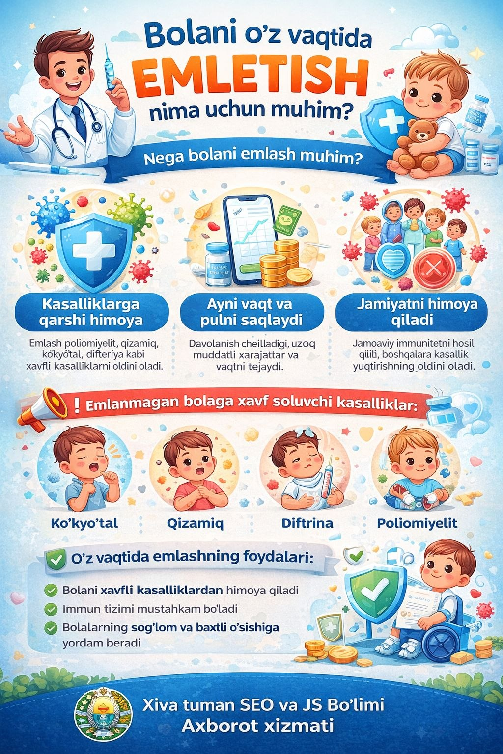 Bolani o'z vaqtida emlatish nima uchun muhim?